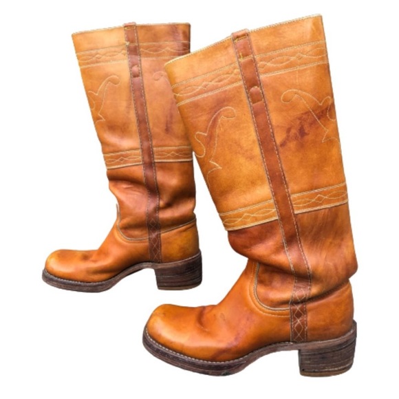 Vintage FRYE 8171 Campus Boots horse stitching black label 70s 7 - Picture 3 of 15